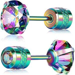 Titanium Earrings for Sensitive Ears,Pairs of Screw Back Hypoallergenic Surgical
